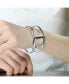 ფოტო #3 პროდუქტის Sterling Silver White Gold Plated with Wide Cuff Stiff Intertwined Bangle