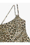 Фото #34 товара Слитный купальник Koton с леопардовым принтом на одно плечо
