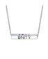 Ayllu Inspirational BFF Message Love Luck Unity Words Geometric Sideways Horizontal Name Bar Necklace Red Crystal Sterling Silver