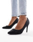 Фото #1 товара New Look satin mesh court heeled shoes in black