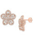 ფოტო #1 პროდუქტის EFFY® Diamond Baguette & Round Flower Stud Earrings (1 ct. t.w.) in 14k Rose Gold