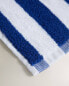 Cotton bath towel with blue stripes