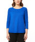 ფოტო #1 პროდუქტის Women's Wave-Knit Scoop Neck 3/4-Sleeve Sweater