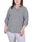 ფოტო #1 პროდუქტის Plus Size 3/4 Ruched Sleeve Studded Top