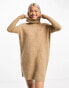 Фото #2 товара ONLY roll neck knitted mini jumper dress in beige