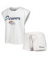 ფოტო #2 პროდუქტის Women's White, Cream Denver Broncos Montana Knit T-shirt and Shorts Sleep Set
