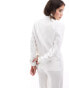 Фото #4 товара Mango linen cinched waist co-ord blazer in white