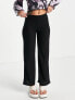 Pieces wide leg ribbed trousers in black