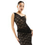 Fashionkilla lace overlay asymmetric top co-ord in black