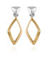 Two-Tone Linear Clip On Drop Earrings