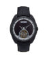 ფოტო #1 პროდუქტის Men Roman Leather Watch - Black, 46mm