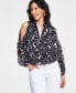 Фото #1 товара Women's Printed Cold-Shoulder Top, Created for Macy's