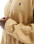 Фото #2 товара Polo Ralph Lauren Big & Tall icon logo linen shirt classic oversized fit in khaki tan