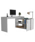 Dallas L-Shaped Home Office Desk, Two Shelves, Single Door Cabinet Белый, Стандартный - фото #5