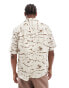 ONLY & SONS revere collar twill shirt with tiger camo print in beige Саржа, XS - фото #2