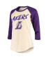 Women's Anthony Davis Cream Los Angeles Lakers Raglan 3/4 Sleeve T-shirt