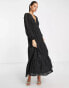 Фото #8 товара ASOS DESIGN broderie scallop detail button through maxi dress In black