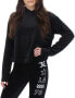 Фото #1 товара Juicy Couture 267114 Women's Black Velour Pullover Cropped Sweatshirt Size M