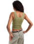 COLLUSION ribbed button cami in green