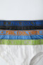 6-14 years/ pack of three briefs with flocked slogan