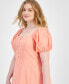 Фото #3 товара Trendy Plus Size Puff-Sleeve Floral Maxi Dress, Created for Macy's