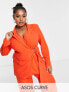 Фото #1 товара ASOS DESIGN Curve jersey suit utility blazer with D-ring detail in red