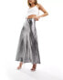 Фото #2 товара Y.A.S high waisted maxi skirt in grey metallic