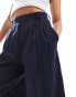 Фото #6 товара ASOS DESIGN high waist longline tailored shorts in navy pinstripe