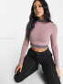 adidas Originals Retro Sport tape long sleeve cropped top in mauve