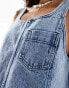 Noisy May denim pinafore dress in mid wash blue Mittelblaues Denim, XS - EU 34 - фото #4