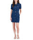 Фото #1 товара Juniors' Button-Up Short-Sleeve Denim Mini Dress