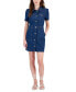 Juniors' Button-Up Short-Sleeve Denim Mini Dress