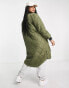 Only Curve longline quilted coat in khaki