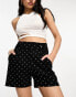 Фото #1 товара JDY button detail tailored shorts co-ord in black polka dot