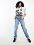 ASOS DESIGN Tall high rise relaxed mom jeans in mid blue