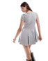 Monki short sleeve mini jersey dress with an a-line skirt in grey melange Grau Meliert, L - EU 46-48 - фото #4