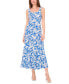Фото #1 товара Women's Floral Square-Neck Smocked-Back Maxi Dress