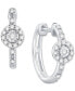 Фото #1 товара Diamond Halo Small Hoop Earrings (1/6 ct. t.w.) in 10k White Gold