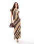 ASOS DESIGN bandeau gathered midi dress with knot shoulder in stripe