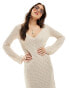 Pretty Lavish asymmetric seam knit midaxi dress in cream