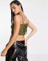 NA-KD mesh singlet with long strap in olive green