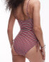 Topshop cut out Swimsuit in red stripe