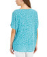 Фото #2 товара Women's Printed Boat-Neck Split-Sleeve Top, Created for Macy's