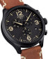 ფოტო #3 პროდუქტის Men's Swiss Chrono XL Brown Leather Strap Watch 45mm