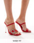 Фото #1 товара Public Desire Wide Fit Rosalita heart buckle sling back heeled sandals in cherry red