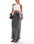 ASOS DESIGN high shine satin bias maxi skirt in grey