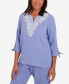 Фото #3 товара Petite Summer Breeze Embroidered Tie Sleeve Gauze Top