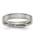 Titanium Brushed Center Roman Numerals Wedding Band Ring