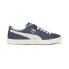 Фото #1 товара Puma Clyde OG 39196201 Mens Blue Suede Lace Up Lifestyle Sneakers Shoes