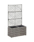 Фото #1 товара Trellis Raised Bed with 2 Pots 22.8" x 11.8" x 42.1" Poly Rattan Gray